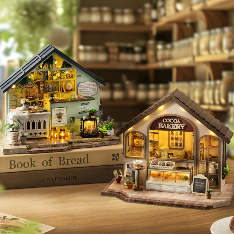Natural Store Dollhouse Kit - Miniature Wizardi Roombox Kit with LED Light F07M51-58-DA-006-A