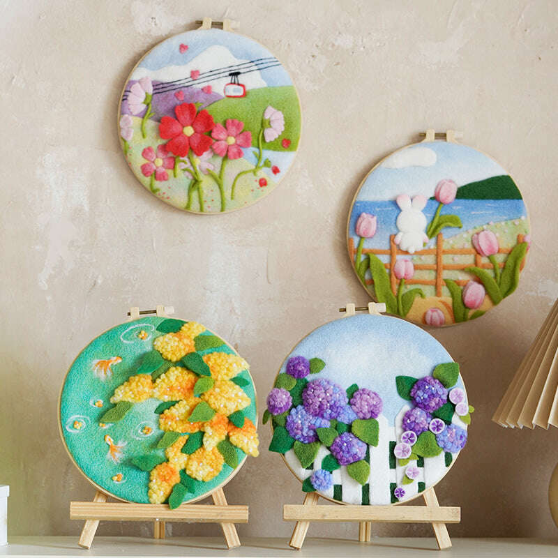 Needle Felting Kit - Wildflower Dreams. Wizardi DIY Wool Craft Kit F07N8-W441