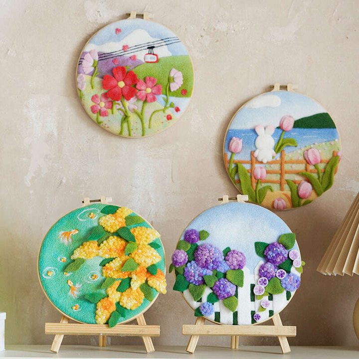 Needle Felting Kit - Wildflower Dreams. Wizardi DIY Wool Craft Kit F07N8-W441