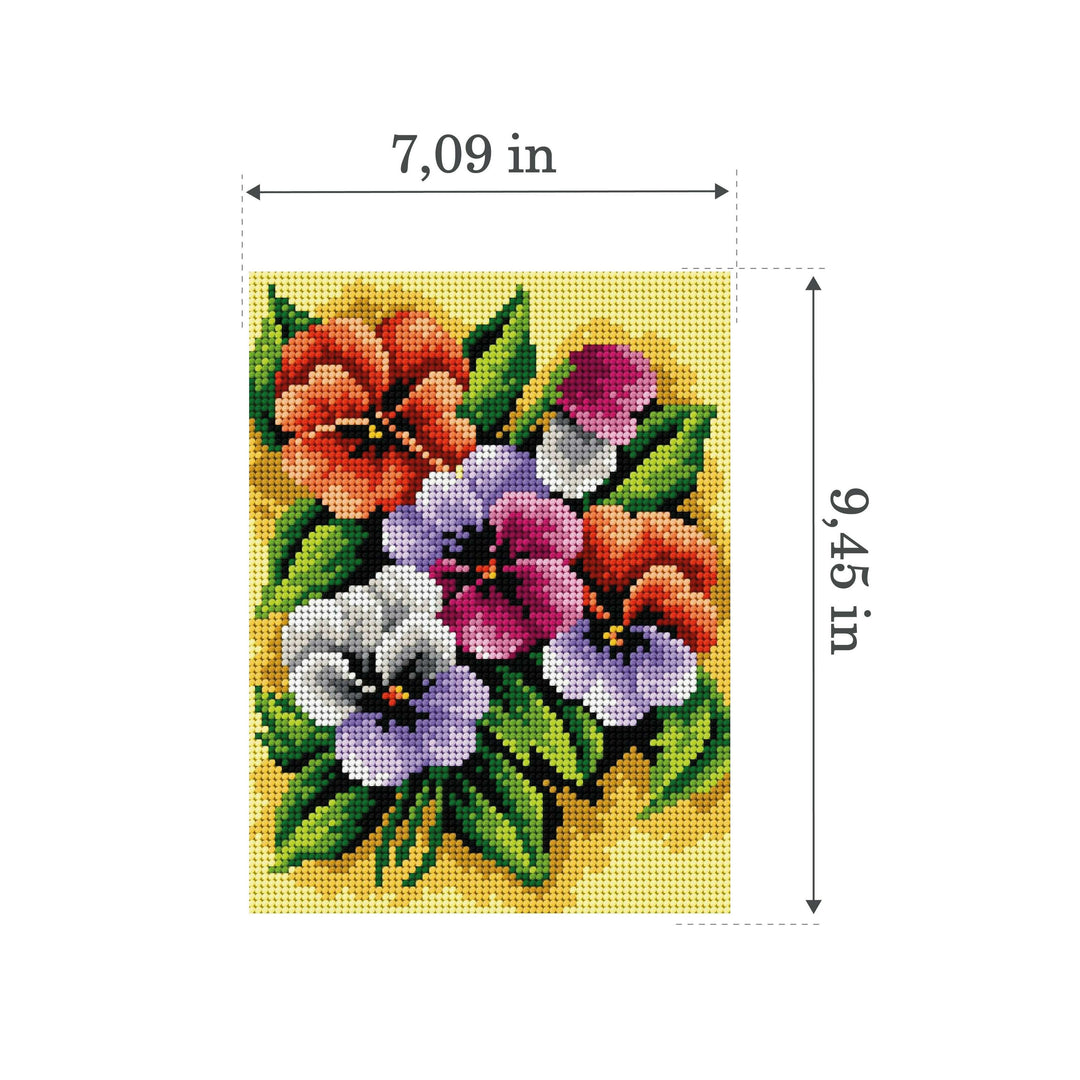 Needlepoint canvas for halfstitch without yarn A Bunch of Pansies 2482F
