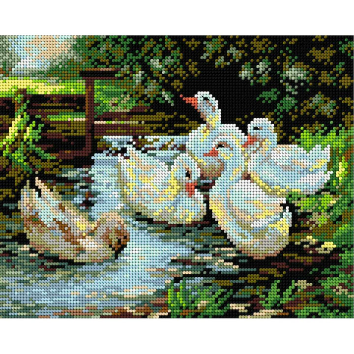 Needlepoint canvas for halfstitch without yarn after Aleksander Max Koester - Landscape with Ducks 2111H