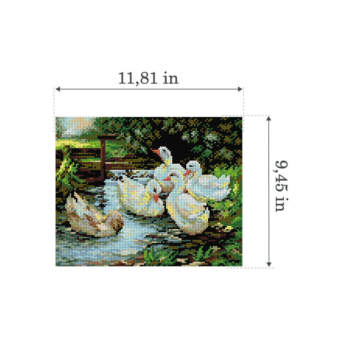Needlepoint canvas for halfstitch without yarn after Aleksander Max Koester - Landscape with Ducks 2111H