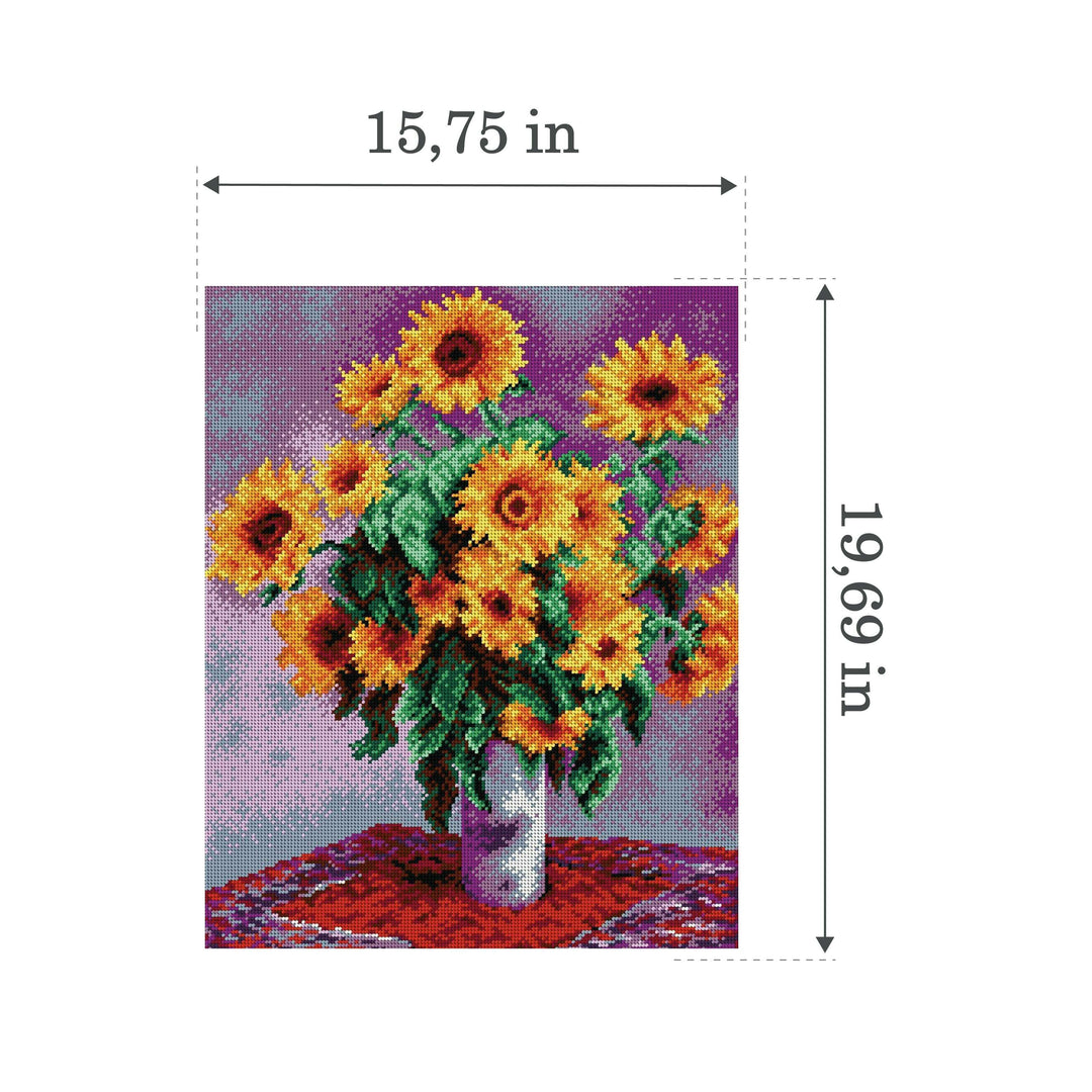 Needlepoint canvas for halfstitch without yarn after Claude Monet - Sunflowers 1993M