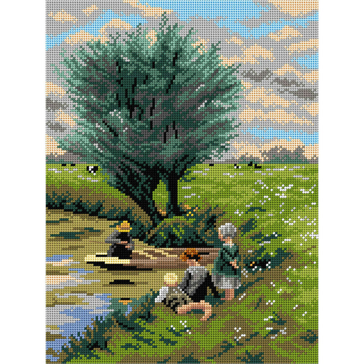 Needlepoint canvas for halfstitch without yarn  after Emile Claus - By the Riverside 3577J