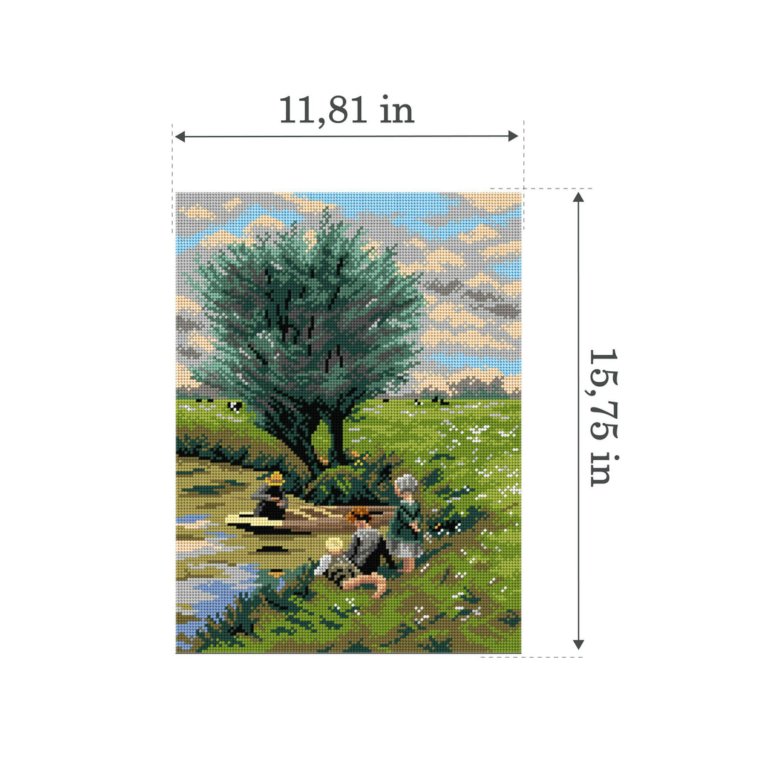 Needlepoint canvas for halfstitch without yarn  after Emile Claus - By the Riverside 3577J