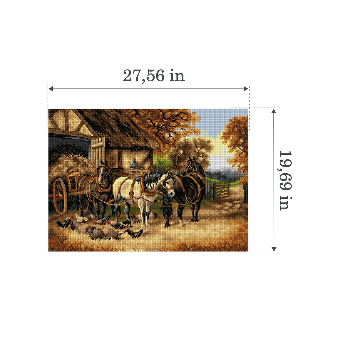 Needlepoint canvas for halfstitch without yarn after John Frederick Herring - The Hay Cart 2797R