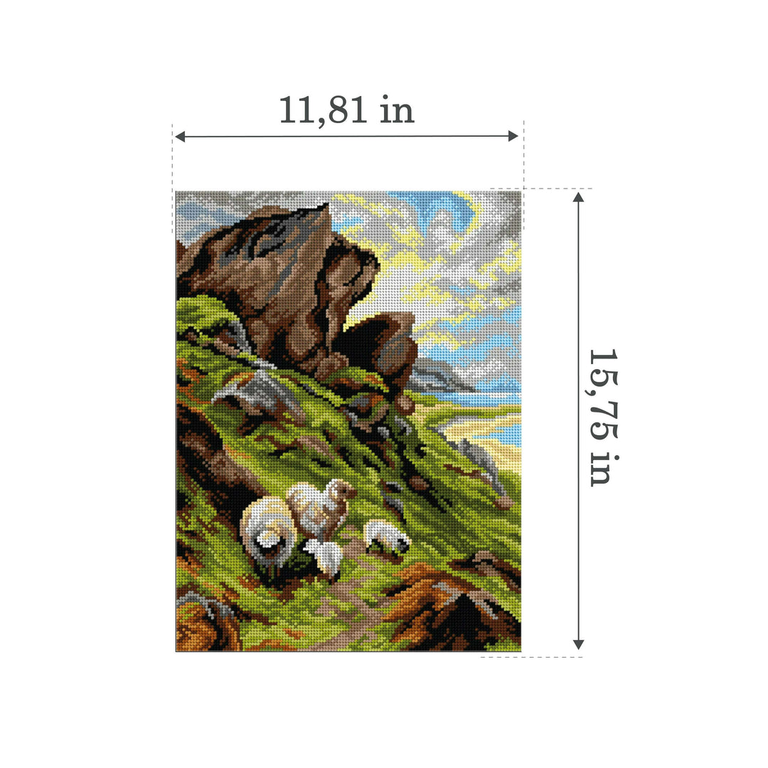 Needlepoint canvas for halfstitch without yarn after Joseph Farquharson - Rugged Pasture 3553J