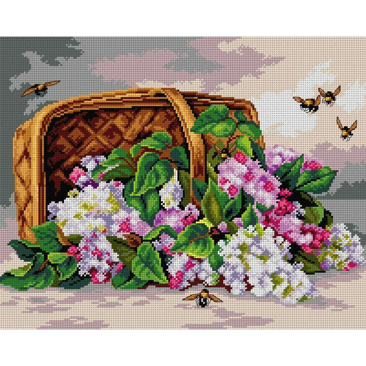Needlepoint canvas for halfstitch without yarn after Paul de Longpre - A Basket of Lilacs 2759M