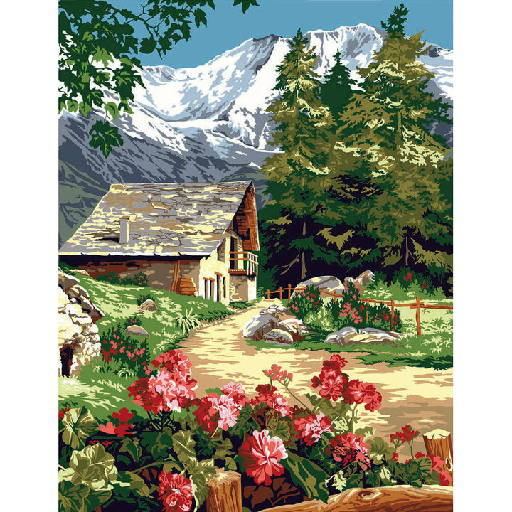 Needlepoint canvas for halfstitch without yarn At The Last Chalet SE981.152 Seg De Paris Printed Tapestry Canvas