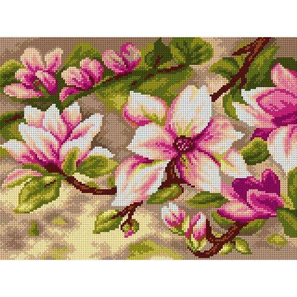Needlepoint canvas for halfstitch without yarn Blooming Magnolia 2714J - Printed Tapestry Canvas