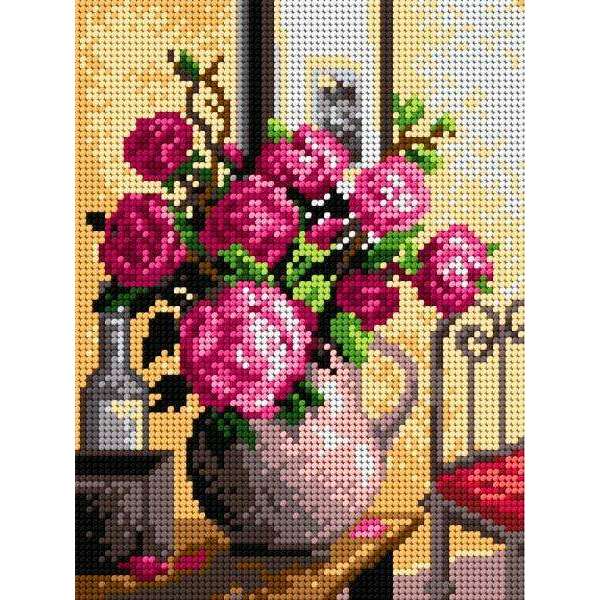 Needlepoint canvas for halfstitch without yarn Bouquet of Roses 2121F - Printed Tapestry Canvas