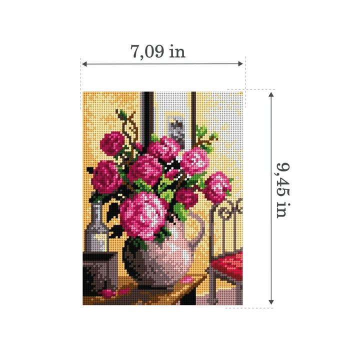 Needlepoint canvas for halfstitch without yarn Bouquet of Roses 2121F - Printed Tapestry Canvas