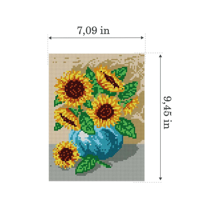 Needlepoint canvas for halfstitch without yarn Bouquet of Sunflowers 1324F - Printed Tapestry Canvas