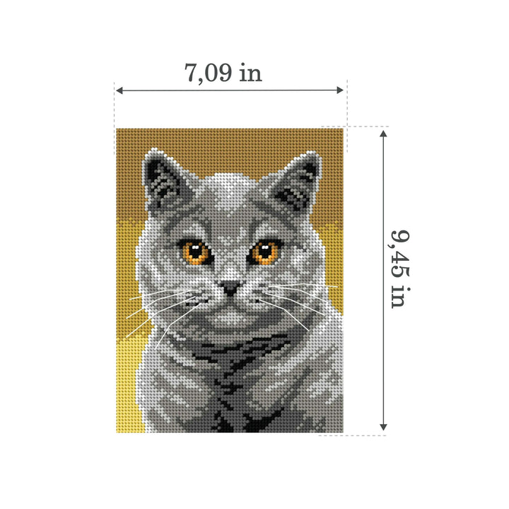 Needlepoint canvas for halfstitch without yarn British Shorthair 3356F