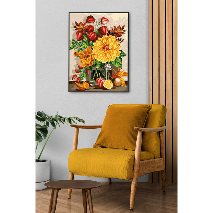 Needlepoint canvas for halfstitch without yarn Canvas Bouquet of Autumn SE926.331 Seg De Paris Printed Tapestry Canvas
