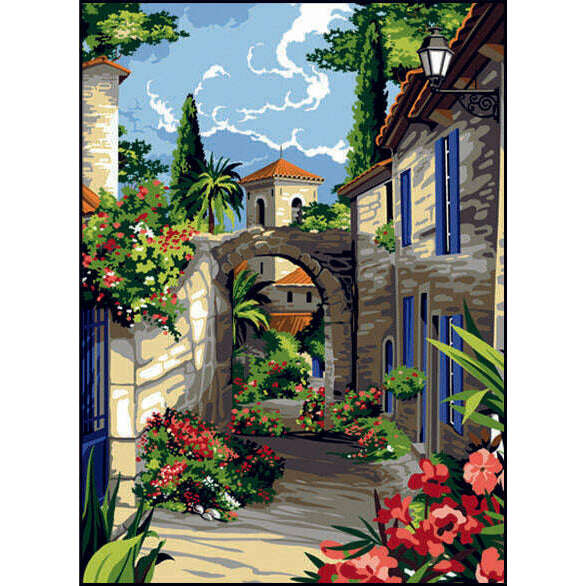 Needlepoint canvas for halfstitch without yarn Canvas Provencal Corridor SE929.572 Seg De Paris Printed Tapestry Canvas