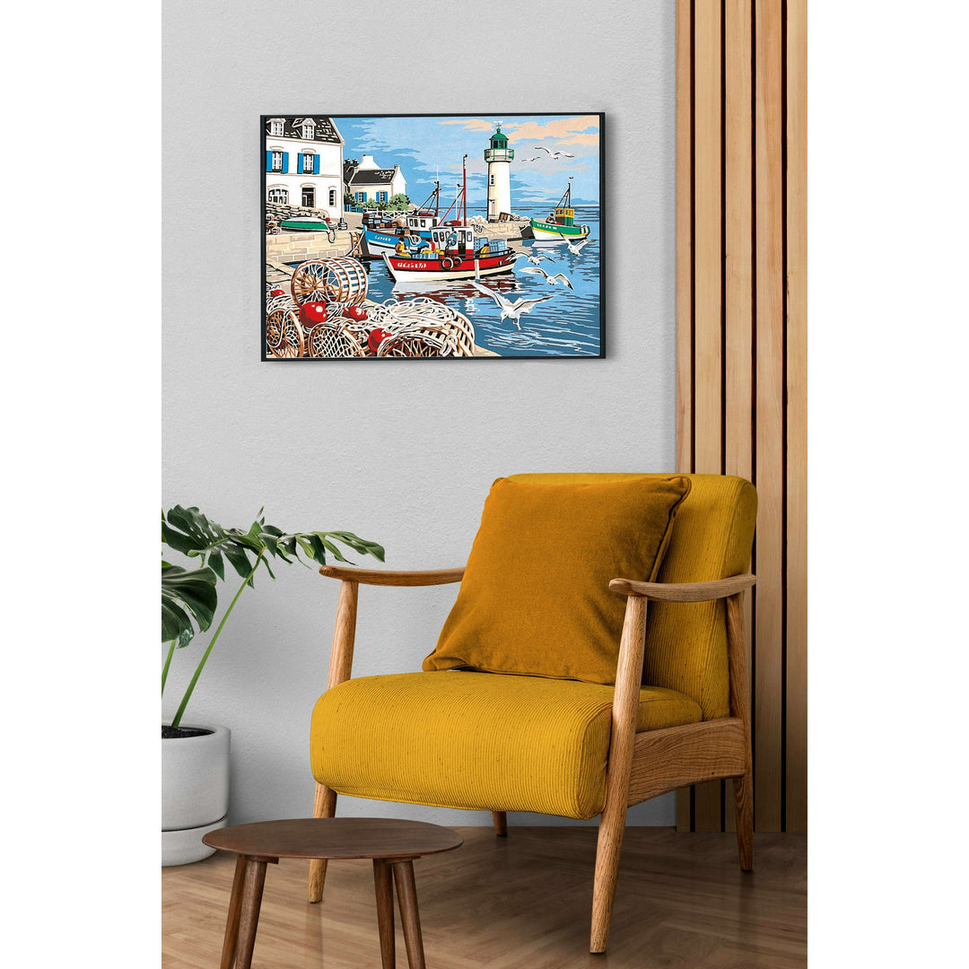 Needlepoint canvas for halfstitch without yarn Canvas The fishing port SE929.279 Seg De Paris Printed Tapestry Canvas