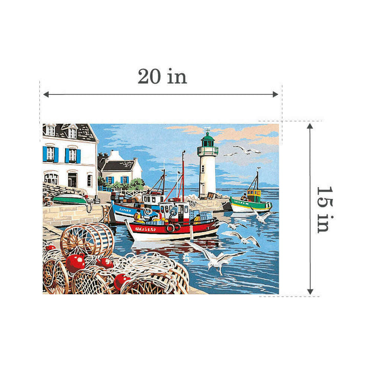Needlepoint canvas for halfstitch without yarn Canvas The fishing port SE929.279 Seg De Paris Printed Tapestry Canvas