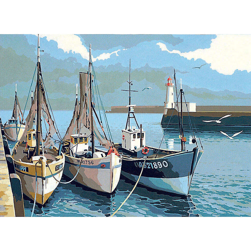 Needlepoint canvas for halfstitch without yarn Canvas The Trawlers SE929.106 Seg De Paris Printed Tapestry Canvas
