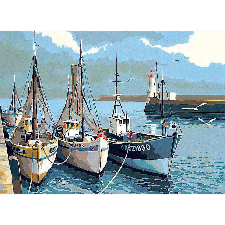 Needlepoint canvas for halfstitch without yarn Canvas The Trawlers SE929.106 Seg De Paris Printed Tapestry Canvas