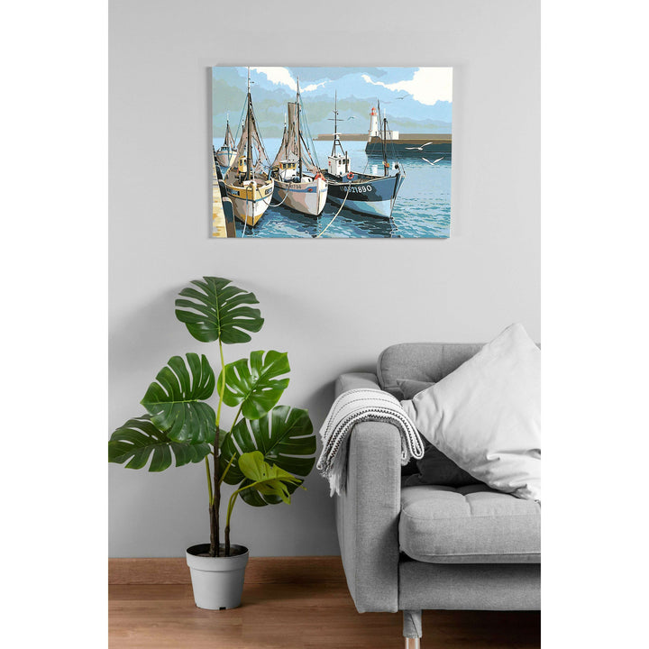 Needlepoint canvas for halfstitch without yarn Canvas The Trawlers SE929.106 Seg De Paris Printed Tapestry Canvas