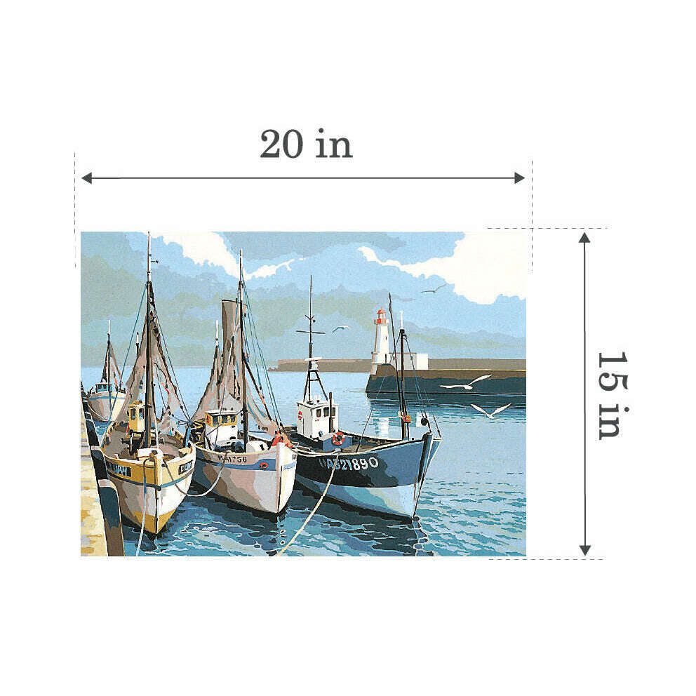 Needlepoint canvas for halfstitch without yarn Canvas The Trawlers SE929.106 Seg De Paris Printed Tapestry Canvas