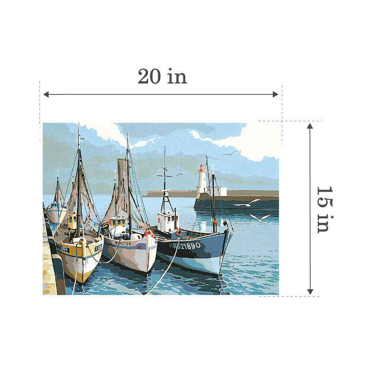 Needlepoint canvas for halfstitch without yarn Canvas The Trawlers SE929.106 Seg De Paris Printed Tapestry Canvas