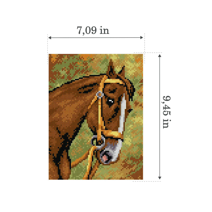 Needlepoint canvas for halfstitch without yarn Chestnut Horse 2197F - Printed Tapestry Canvas