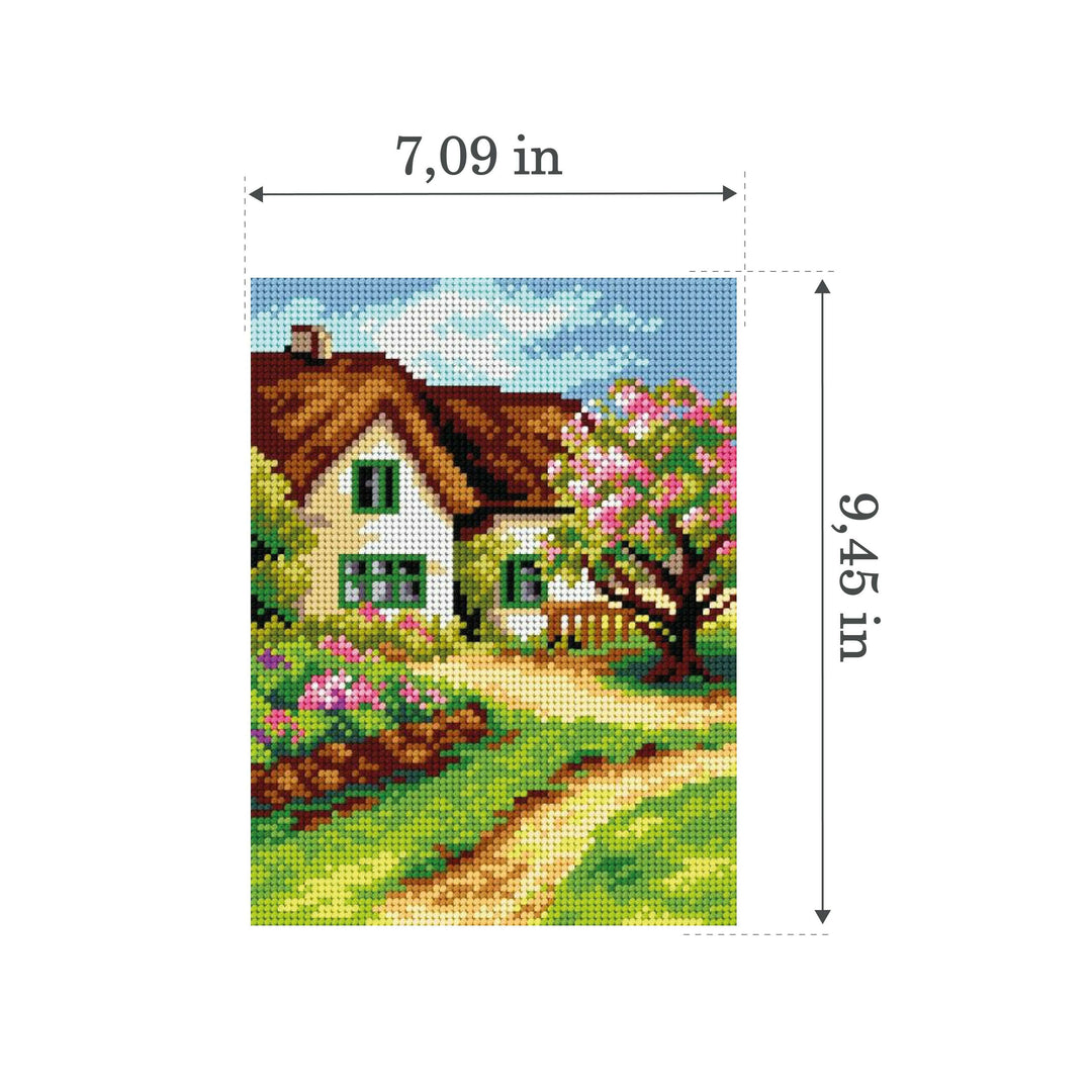 Needlepoint canvas for halfstitch without yarn Cottage 2832F - Printed Tapestry Canvas
