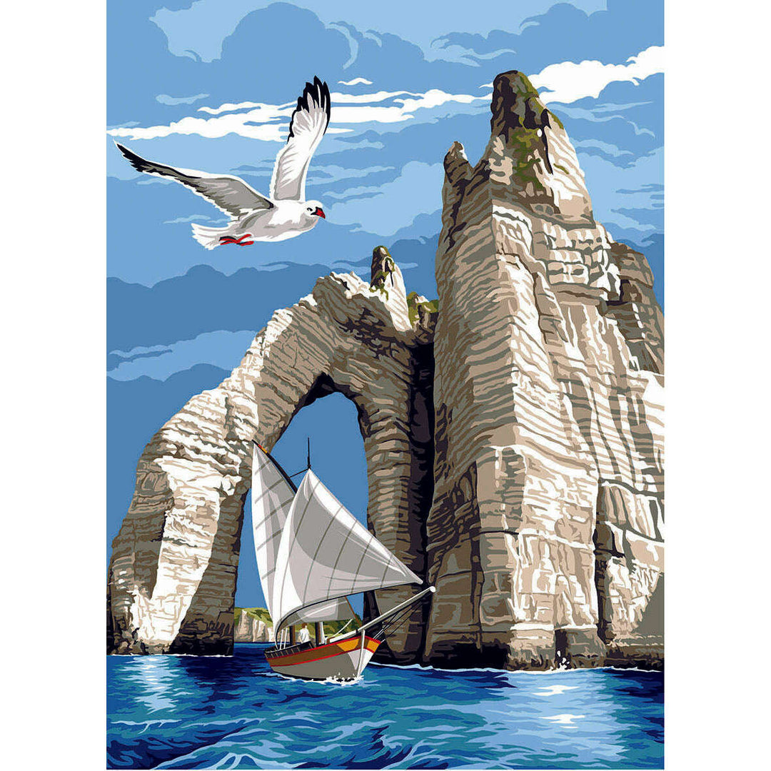 Needlepoint canvas for halfstitch without yarn Etretat Sail SE929.629 Seg De Paris Printed Tapestry Canvas
