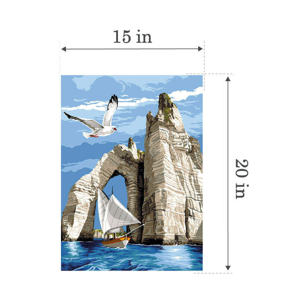 Needlepoint canvas for halfstitch without yarn Etretat Sail SE929.629 Seg De Paris Printed Tapestry Canvas