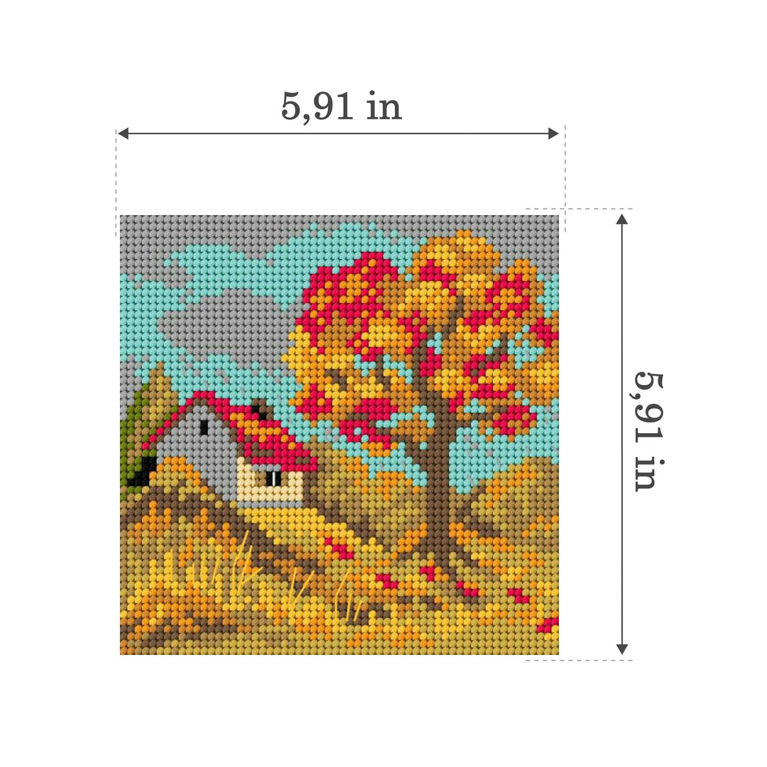 Needlepoint canvas for halfstitch without yarn Four Seasons - Autumn 2843D - Printed Tapestry Canvas