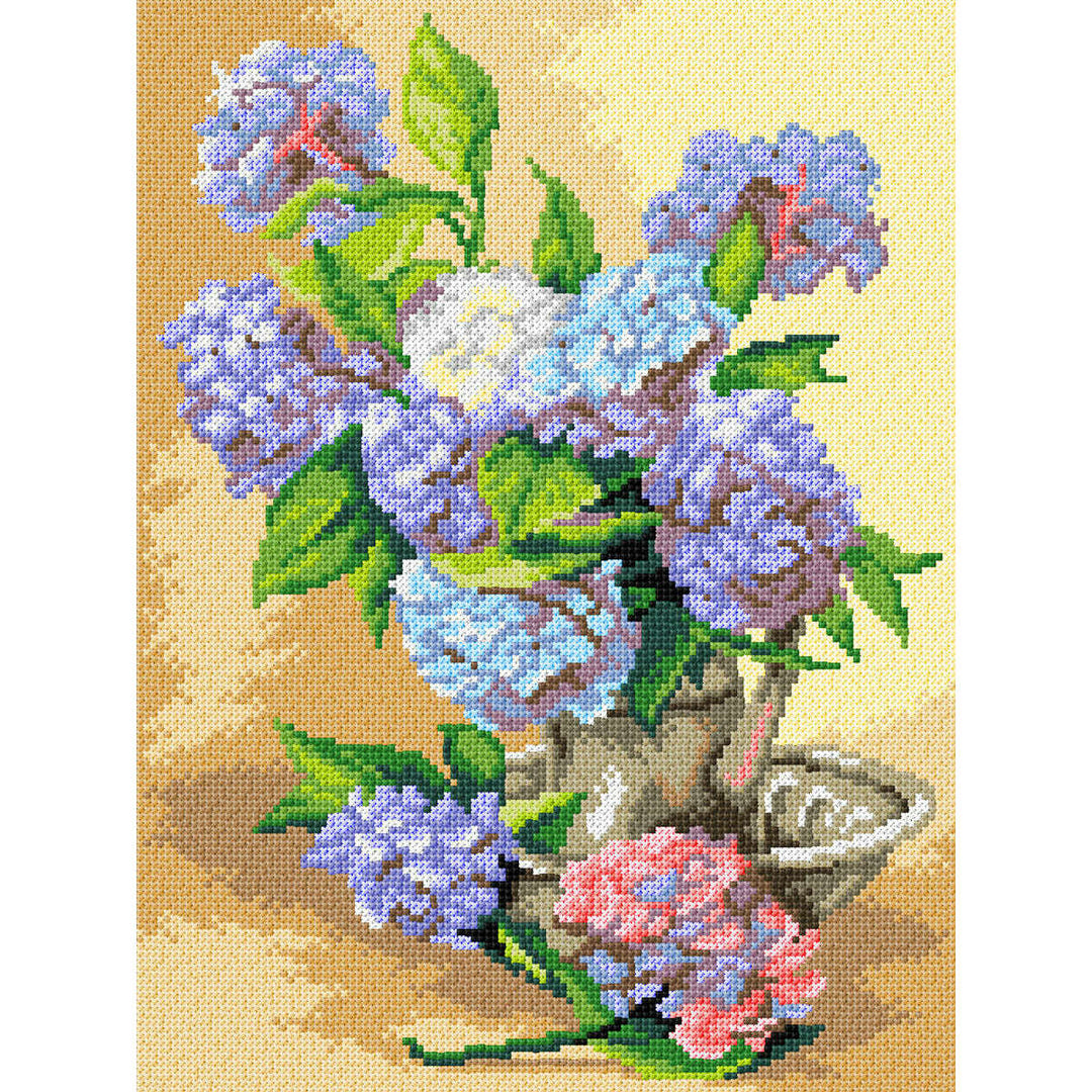 Needlepoint canvas for halfstitch without yarn Hydrangeas 3560J