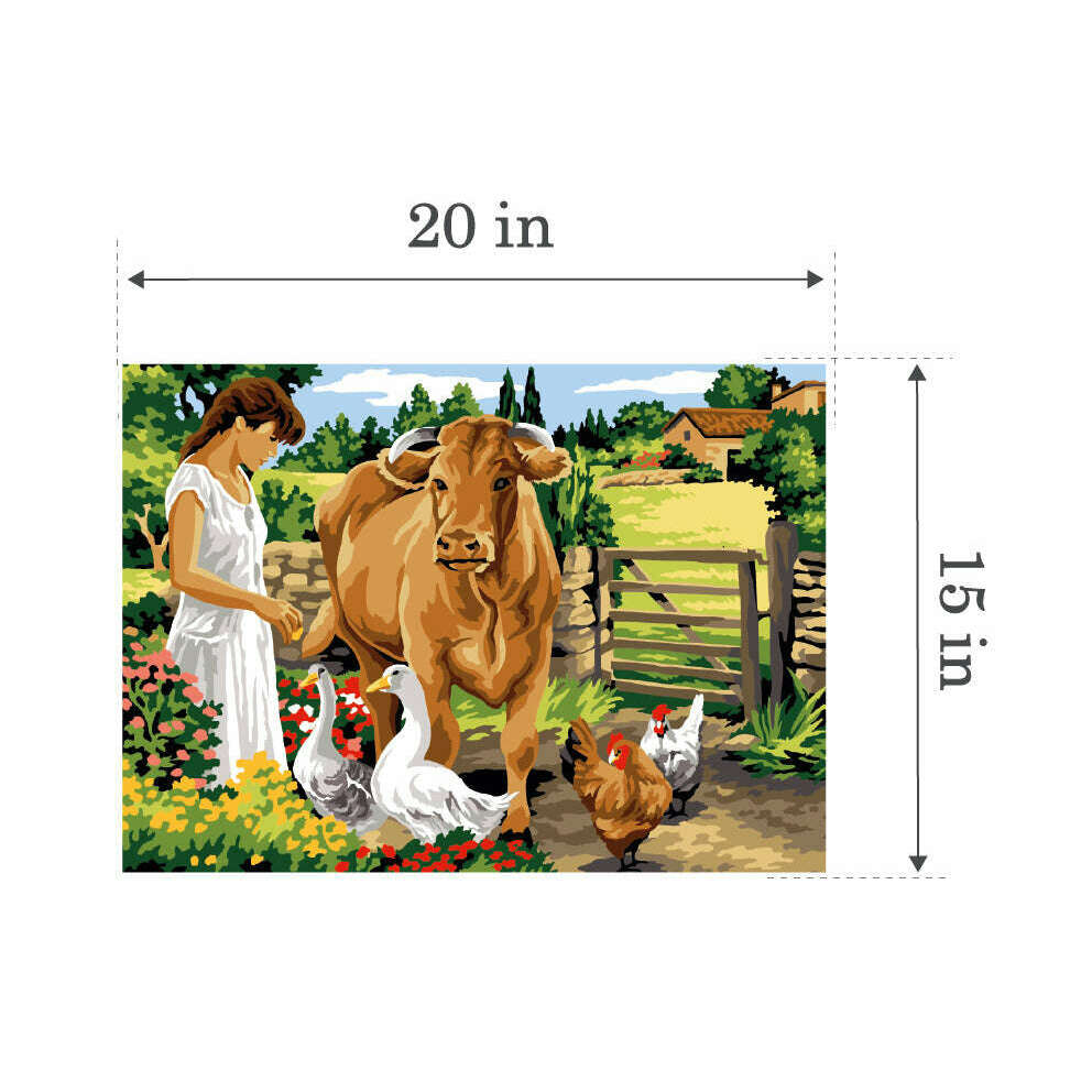 Needlepoint canvas for halfstitch without yarn In The Enclosure SE929.719 Seg De Paris Printed Tapestry Canvas