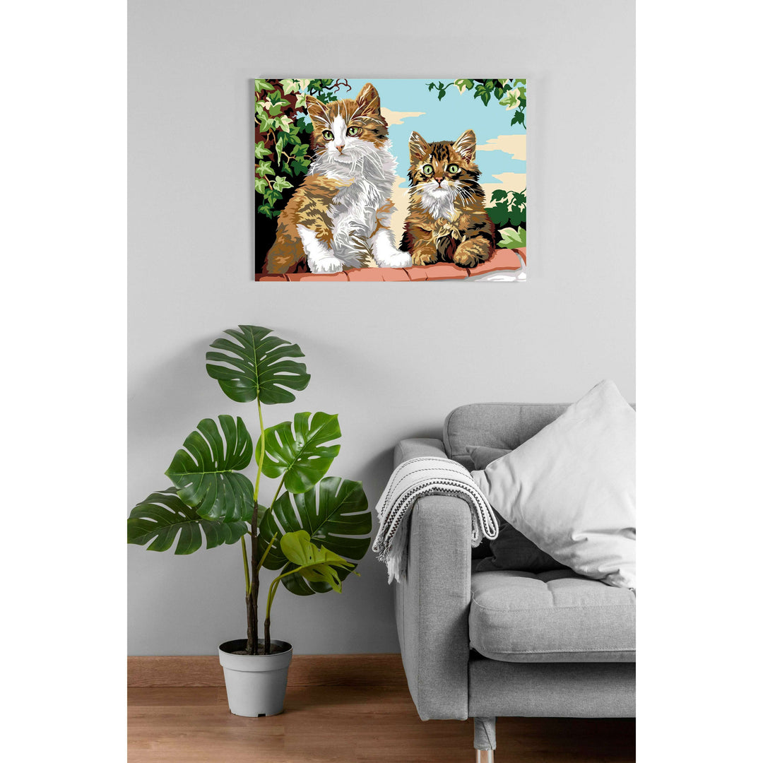 Needlepoint canvas for halfstitch without yarn Kittens Make the Wall SE926.199 Seg De Paris Printed Tapestry Canvas