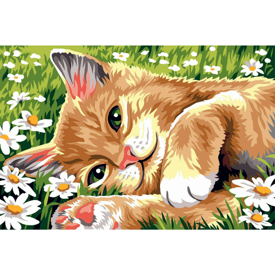 Needlepoint canvas for halfstitch without yarn Laying in the Grass SEU928.372 Seg De Paris Printed Tapestry Canvas