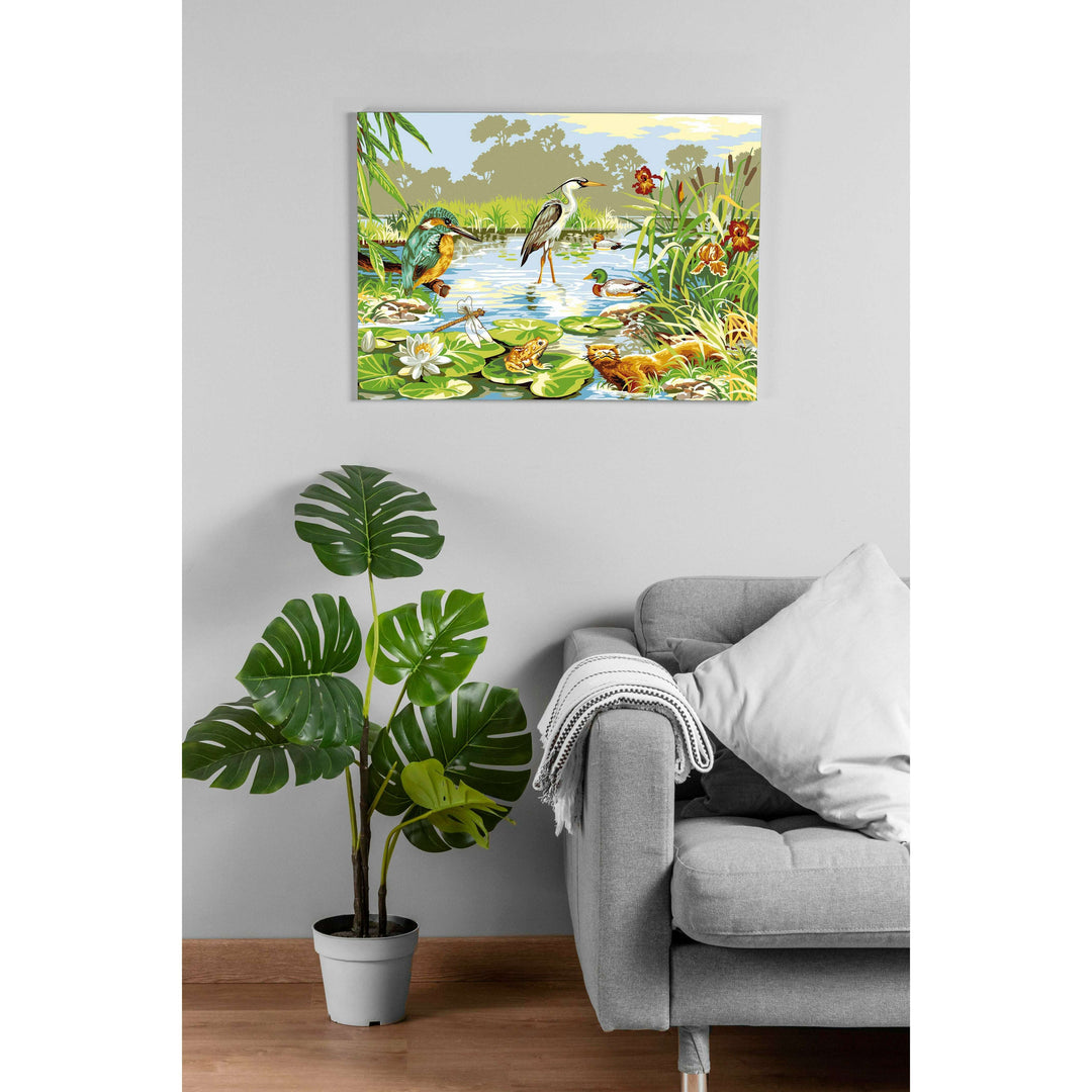 Needlepoint canvas for halfstitch without yarn Life in the Marshes SE929.408 Seg De Paris Printed Tapestry Canvas