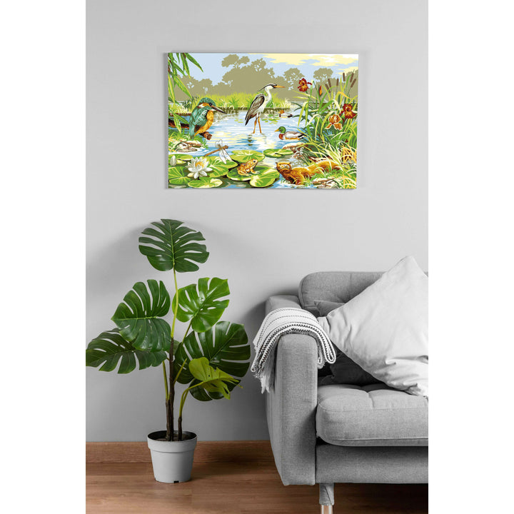 Needlepoint canvas for halfstitch without yarn Life in the Marshes SE929.408 Seg De Paris Printed Tapestry Canvas