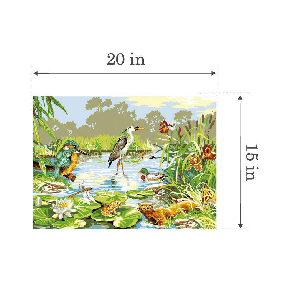 Needlepoint canvas for halfstitch without yarn Life in the Marshes SE929.408 Seg De Paris Printed Tapestry Canvas