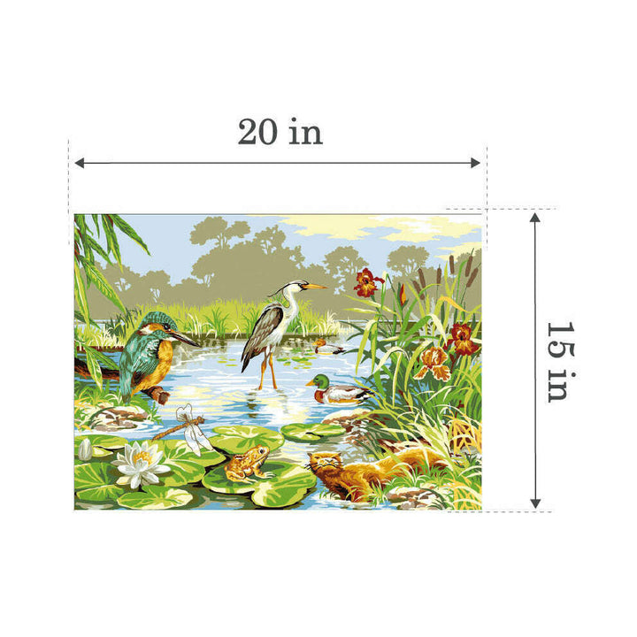 Needlepoint canvas for halfstitch without yarn Life in the Marshes SE929.408 Seg De Paris Printed Tapestry Canvas