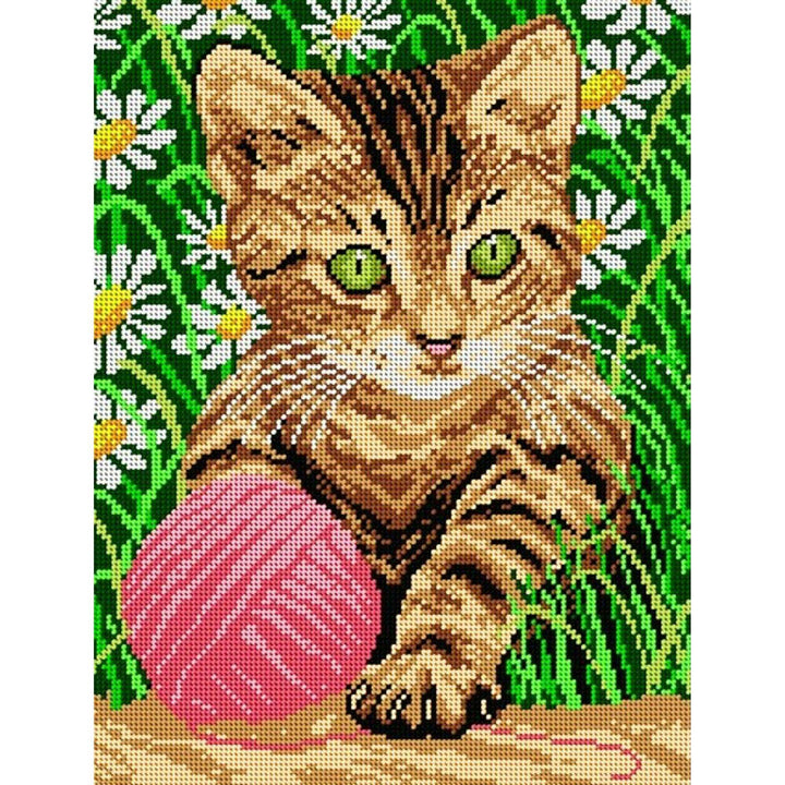 Needlepoint canvas for halfstitch without yarn Little Cat in a Grass 1242J