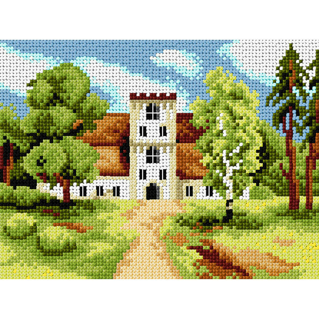 Needlepoint canvas for halfstitch without yarn Manor House in the Park 3566F