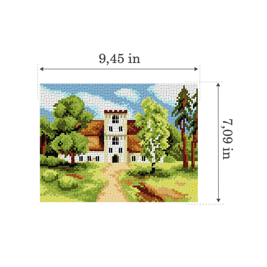 Needlepoint canvas for halfstitch without yarn Manor House in the Park 3566F