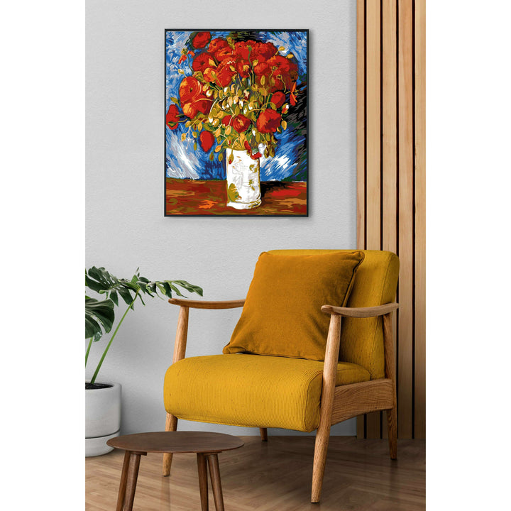 Needlepoint canvas for halfstitch without yarn Poppies By Vicent Van Gogh SE981.164 Seg De Paris Printed Tapestry Canvas