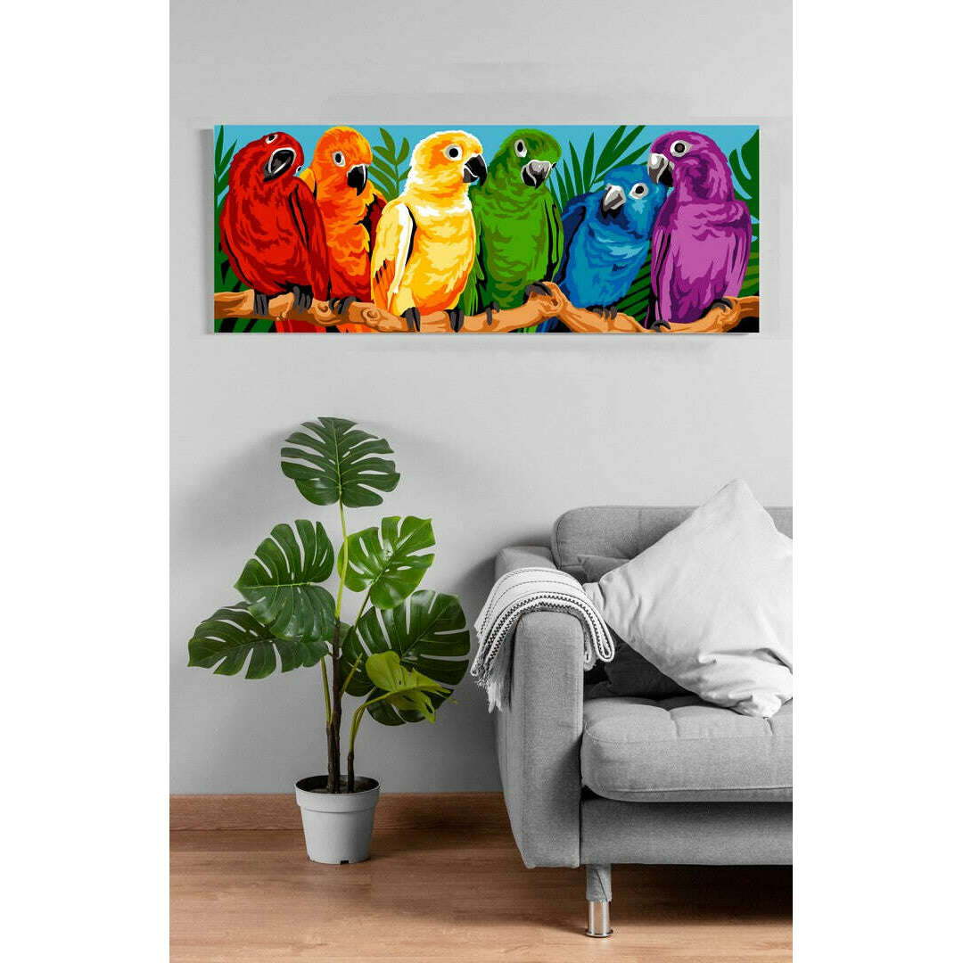 Needlepoint canvas for halfstitch without yarn Rainbow of Feathers MRCU62282 Margot de Paris Printed Tapestry Canvas