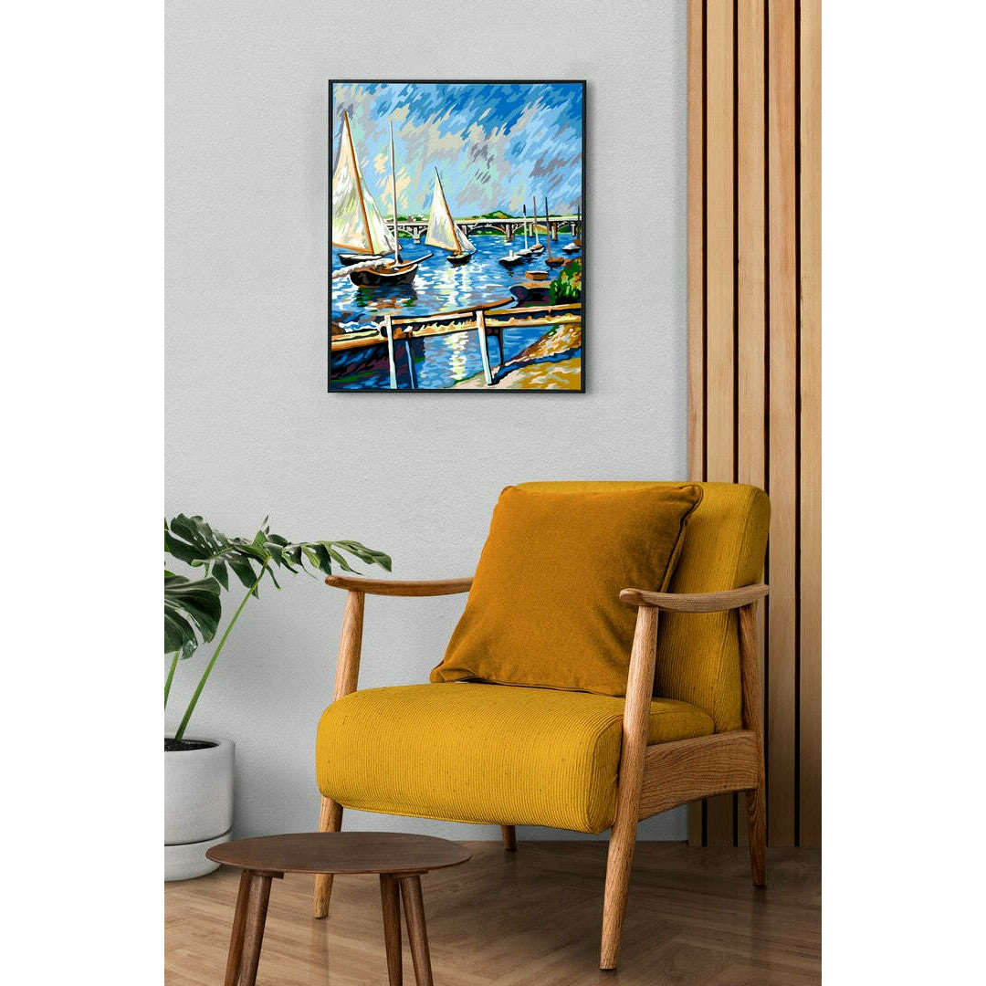 Needlepoint canvas for halfstitch without yarn Sailboats In Argenteuil MRC1345187 Margot de Paris Printed Tapestry Canvas