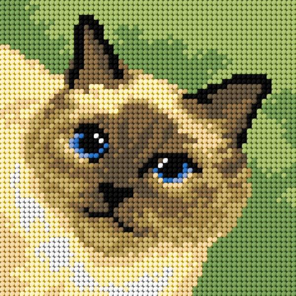 Needlepoint canvas for halfstitch without yarn Siamese Cat 2712D - Printed Tapestry Canvas
