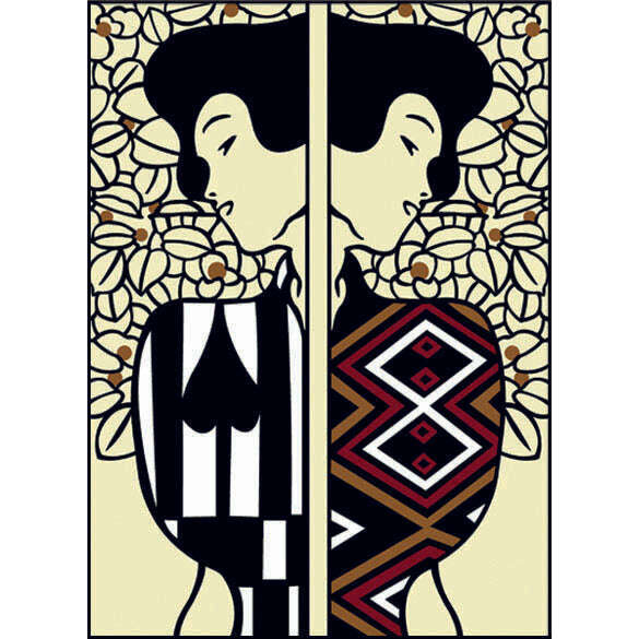 Needlepoint canvas for halfstitch without yarn Silhouette Of Klimt SE929.570 Seg De Paris Printed Tapestry Canvas