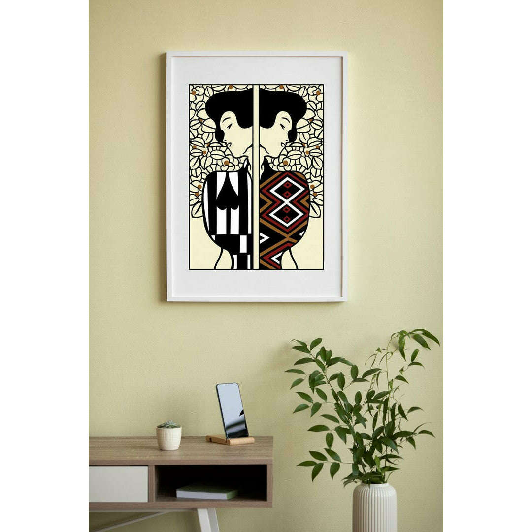 Needlepoint canvas for halfstitch without yarn Silhouette Of Klimt SE929.570 Seg De Paris Printed Tapestry Canvas