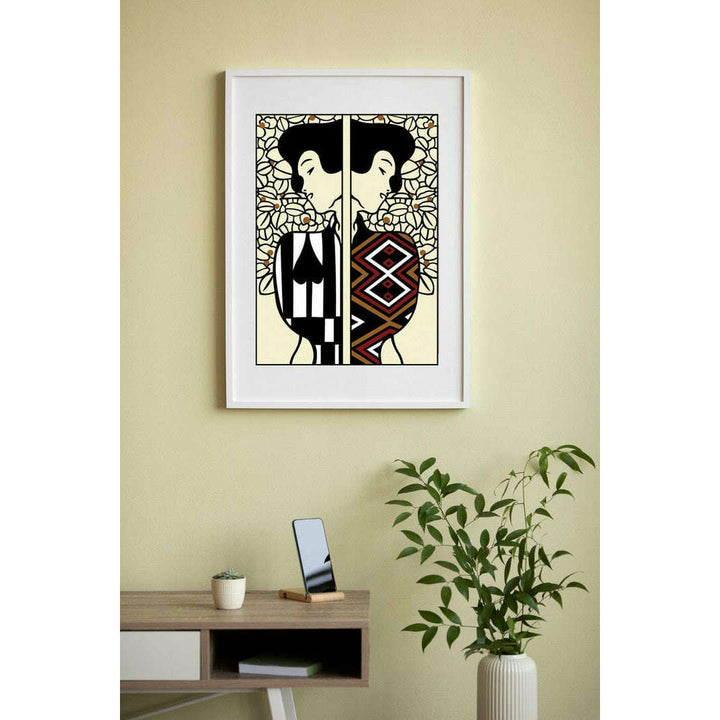 Needlepoint canvas for halfstitch without yarn Silhouette Of Klimt SE929.570 Seg De Paris Printed Tapestry Canvas